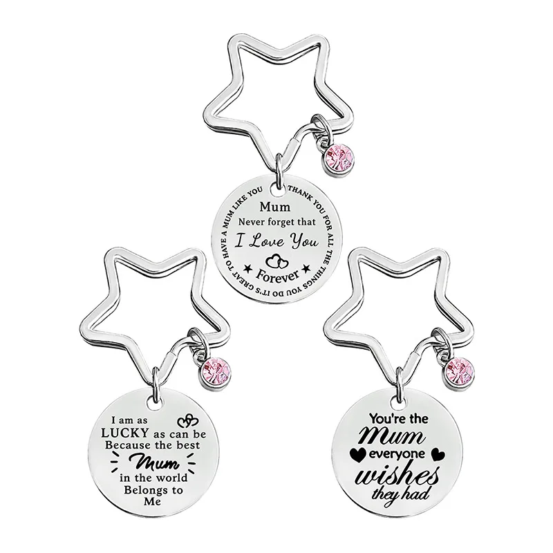 Mother's Day Mum Mother Daughter KeyChain Key Ring Stainless Steel DIY Bag Car Key Accessories Wholesale