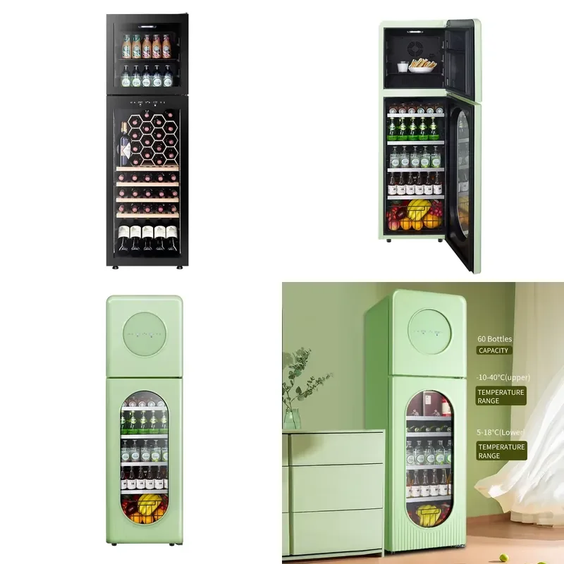 218L Wine Cooler Fridge 60 Bottles Compressor Cooling Smart Temp Control Freestanding Wine Refrigerator for Home Bar