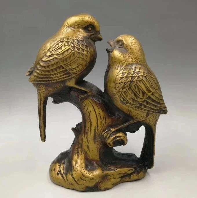chinese-seiko-carving-pure-brass-two-magpies-statue
