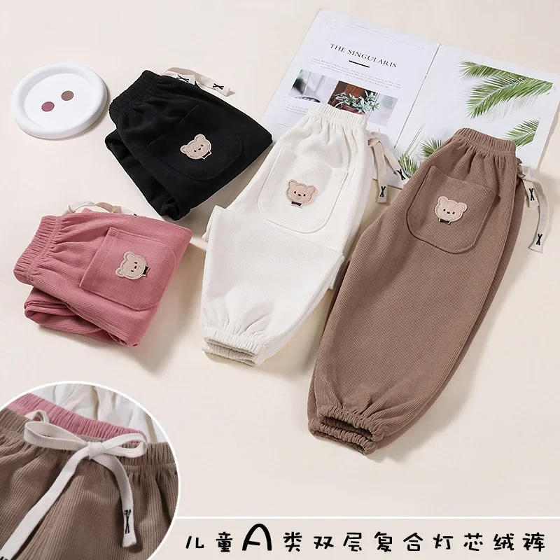 

Kids Autumn Winter Thermal Joggers Spring Casual Outdoor Trousers with Comfortable Elastic Waist