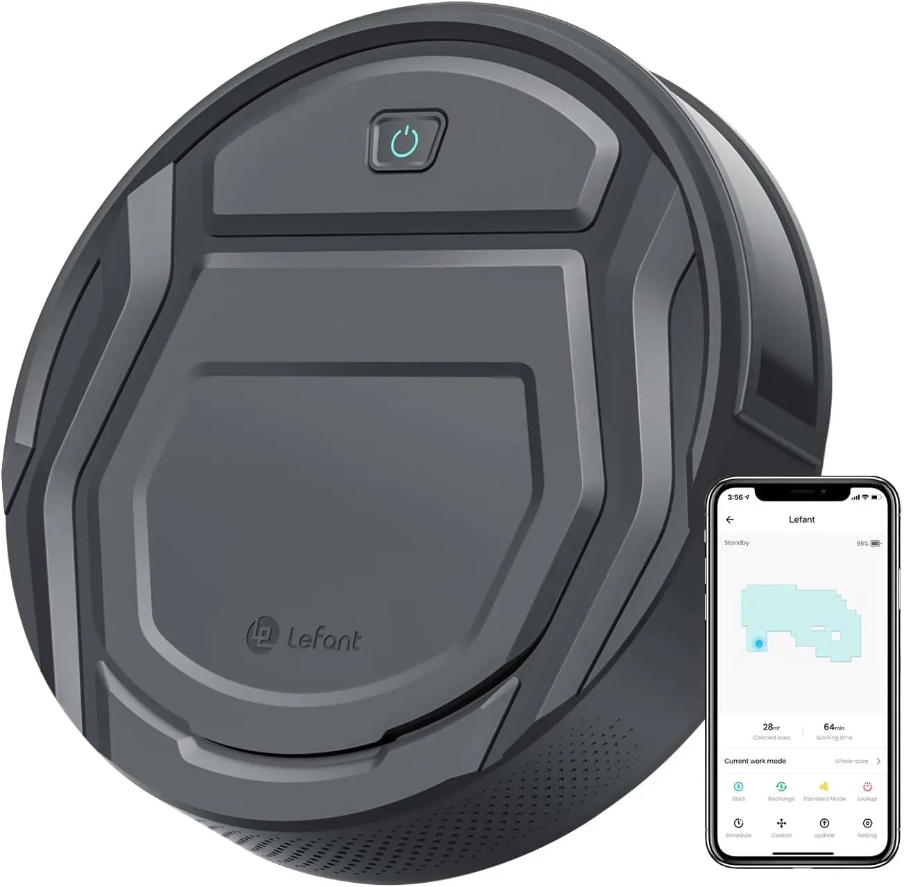 

Slim Robot Vacuum, 2200Pa Suction, WiFi/Alexa Control, Self-Charging, Anti-Collision/Drop Sensor