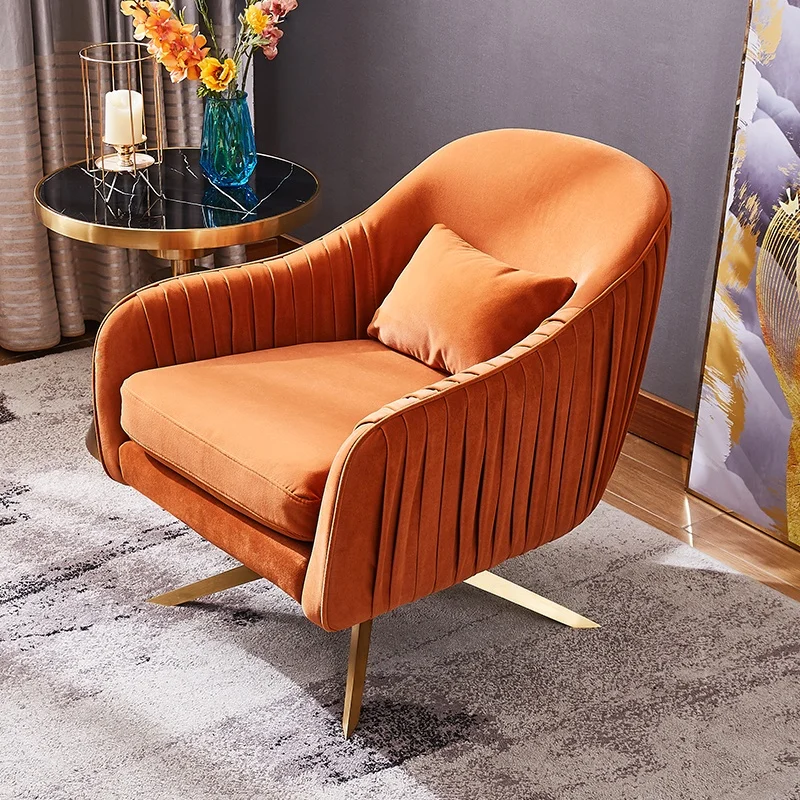 Nordic Luxury Modern Leisure Lounge Armchair Swivel Chair For Living Room Sofa Furniture Handcrafted Design Outdoor Villa Use
