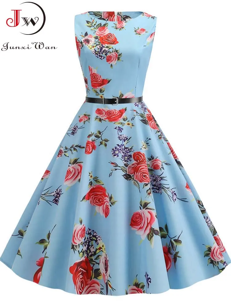 

Summer Dress Women Robe Femme Vintage Boho Print Elegant Party Vestidos Belt Casual Midi Sundress