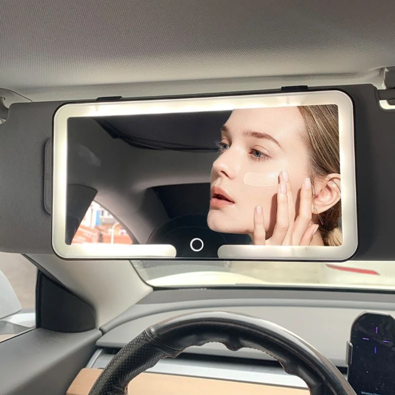 Car Mirror LED Makeup Mirror Makeup Mirror Car Visor Beauty Mirror LED Makeup Mirro Three Color Temperature Fill Light Modes