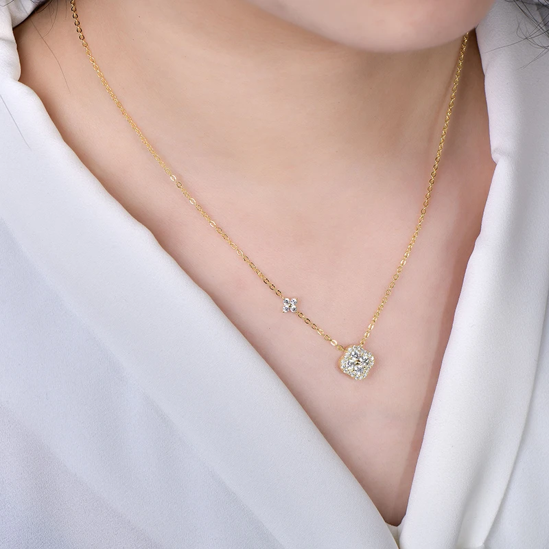 Moissanite Clover Stud Earrings and Pendant Necklace Set