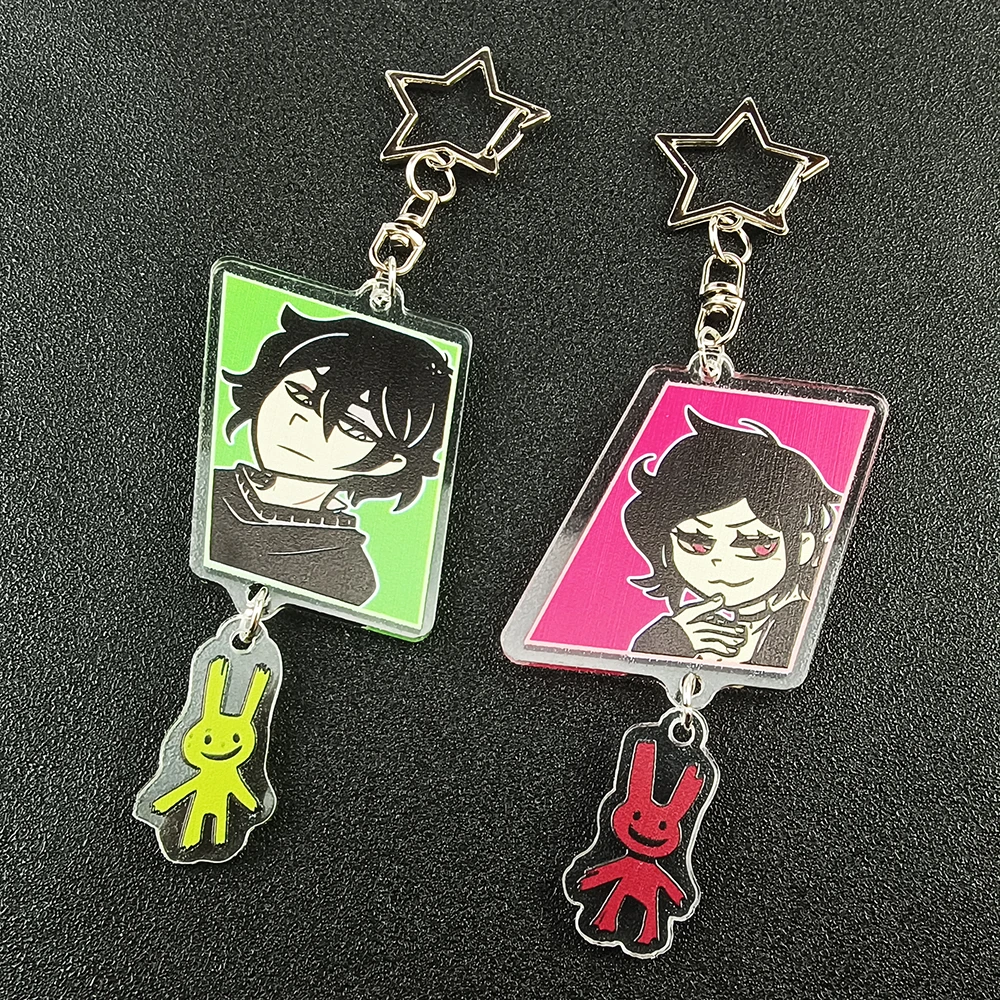 2pcs Game The Coffin of Andy and Leyley Cosplay Keychain Two-sided Acrylic Little Rabbit Pendant Keyring Accessories Gifts