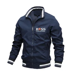 Chaqueta de béisbol con cuello levantado para hombre, abrigo superior de cierre roscado, chaqueta Bomber de gran tamaño, primavera y otoño, nuevo