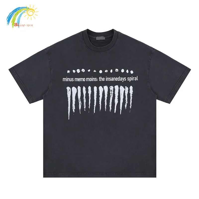 Heavy Fabric Cotton Oversized Vintage Washed Black T-Shirt Men Women Casual NIN Nine-inch Nail T Shirt Streetwear Tee Tops