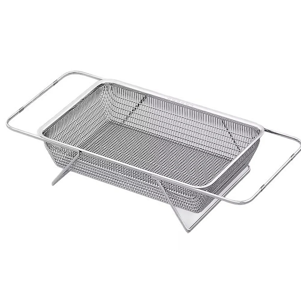 Over The Sink Dish Rack with Adjustable Width Capability and Reinforced 304 Stainless Steel Construction for Daily Use