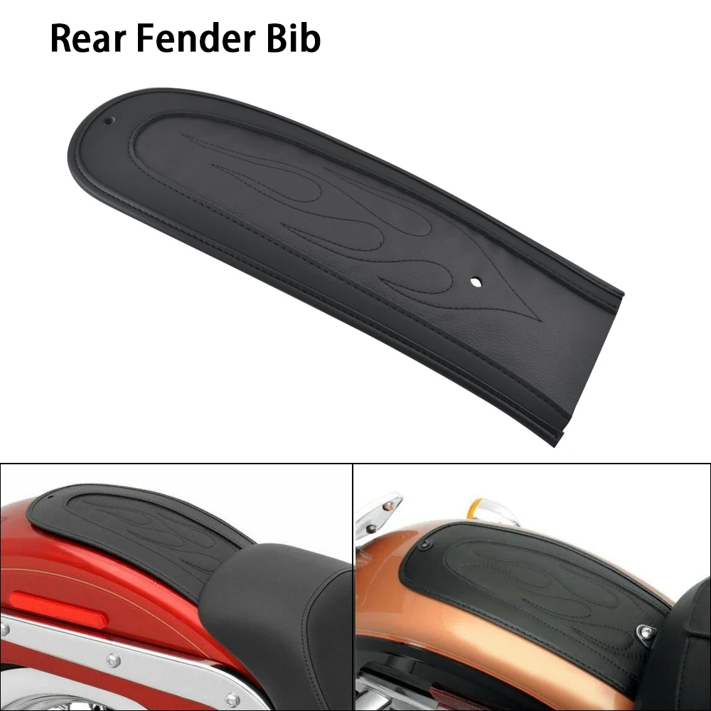 

Motorcycle Accessories Rear Flame Stitch Leather Rear Fender Bib Leather Pad Leather Black For Dyna Low Rider FXDL 2007–2017