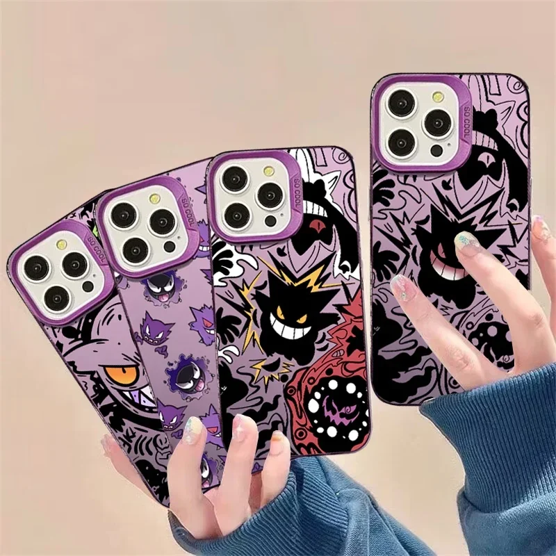 Casing Gengar Ungu untuk Samsung Galaxy S25 Edge S24 S23 S22 S21 S20 Plus Ultra S23FE S24FE A55 A35 A54 A34 Casing Penutup IMD Keras