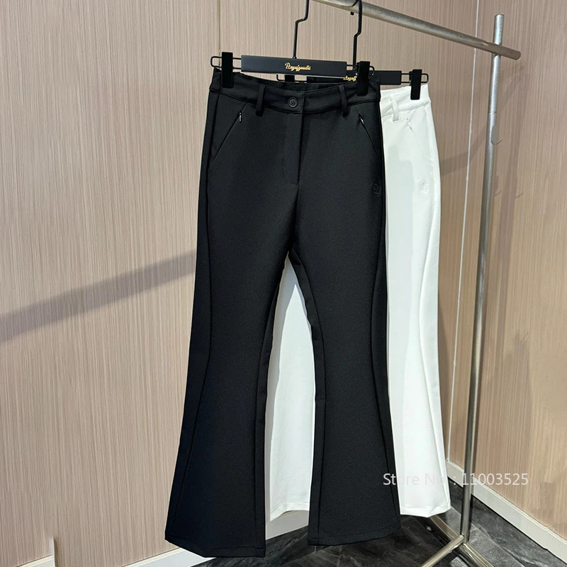 PL Golf Flare Pants Women Summer High Waist Thin Sports Quick Drying Trousers Ladies Zipper Pockets Casual Long Pants