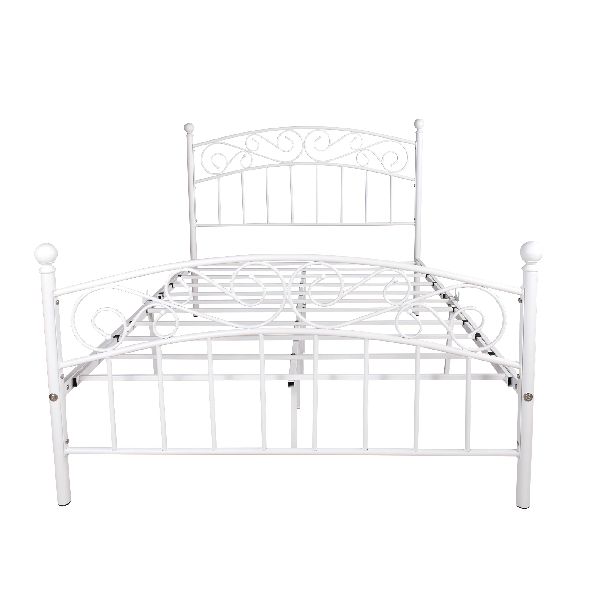 Full Size Metal Bed Frame with Headboard and Footboard Sturdy White Steel Perfectly Fits Your Mattress Bedroom Furniture