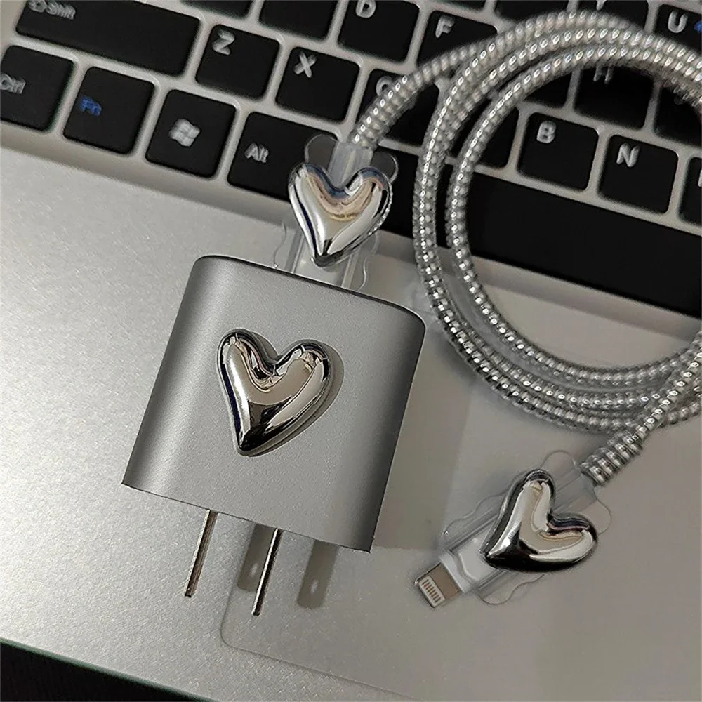 Plating Crooked Silver Love Heart Case for IPhone 15/14/13/12 Pro Max Fast Charging for Iphone 18W/20W Charger Protective Cover