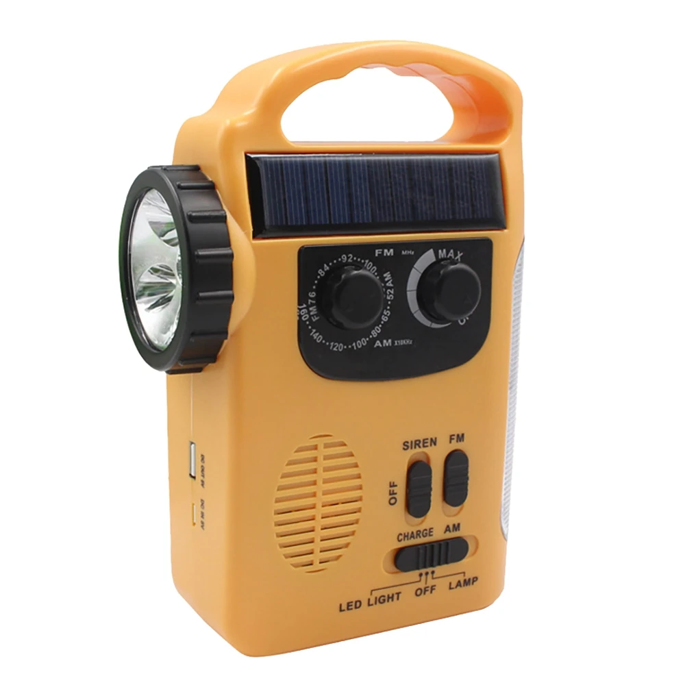 

D339 Solar Torch Radio Multifunctional Emergency Alarm Sound Cell Phone Charging AM FM Hand Crank Generator Radio