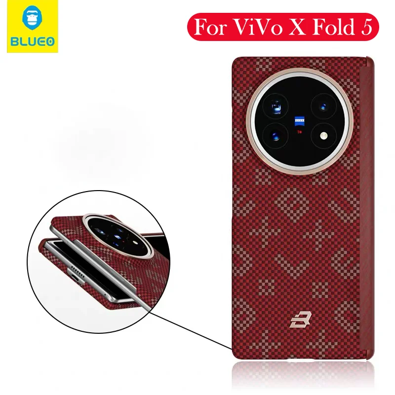 

Blueo Carbon Fibre Case For ViVo X Fold 5 Kevlar Wireless Charging Back Cover Case for VIVO X FOLD 5