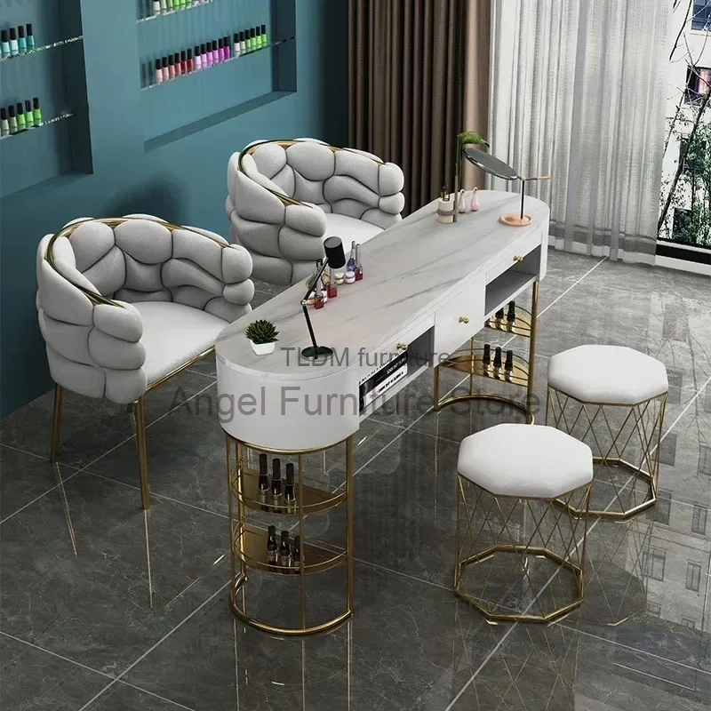 

Nordic Marble Nail Table Salon Furniture Creative Manicure Table Light Luxury Single Or Double Professional Manicure Table Set U