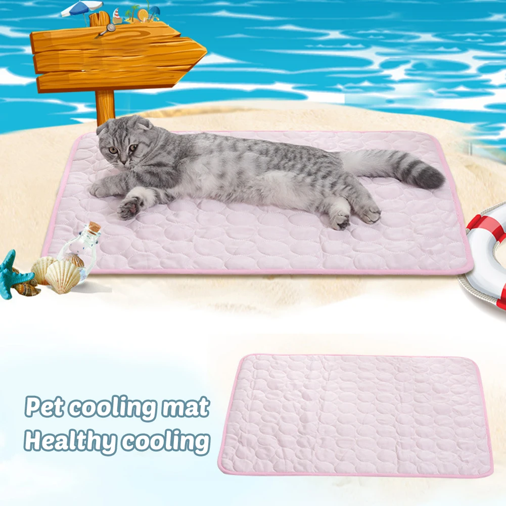 Pets Cooling Mat Summer Dog Cat Sleeping Pad Washable Cool Ice Silk Reusable Cool Mattress Bed Cushion for Large Medium Small