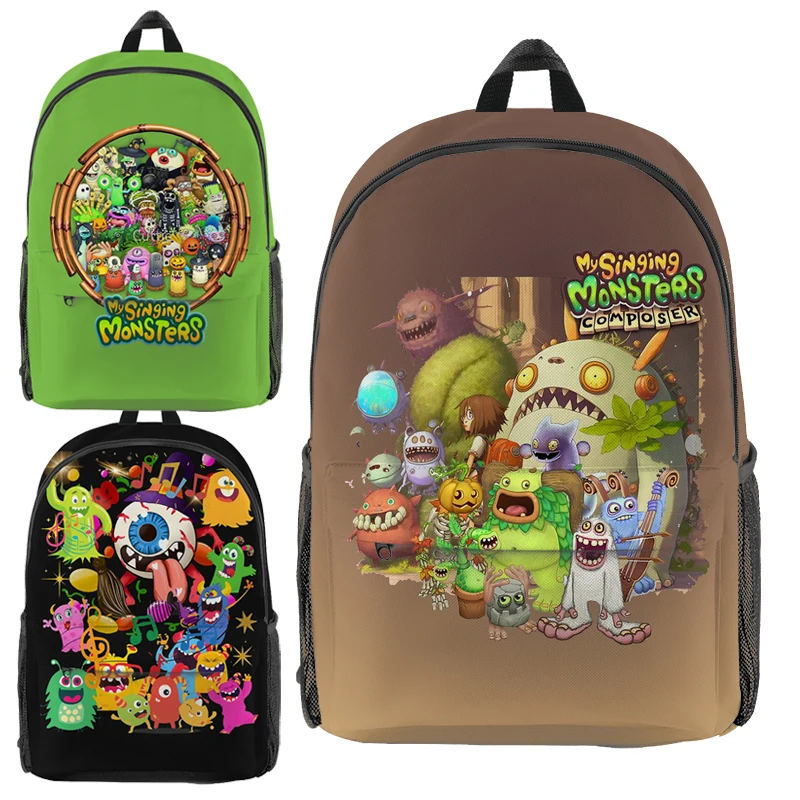 My Singing Monsters Backpacks Cartoon Primary and Secondary School Bags Stuffed Horror Game Children's Anime Mochila