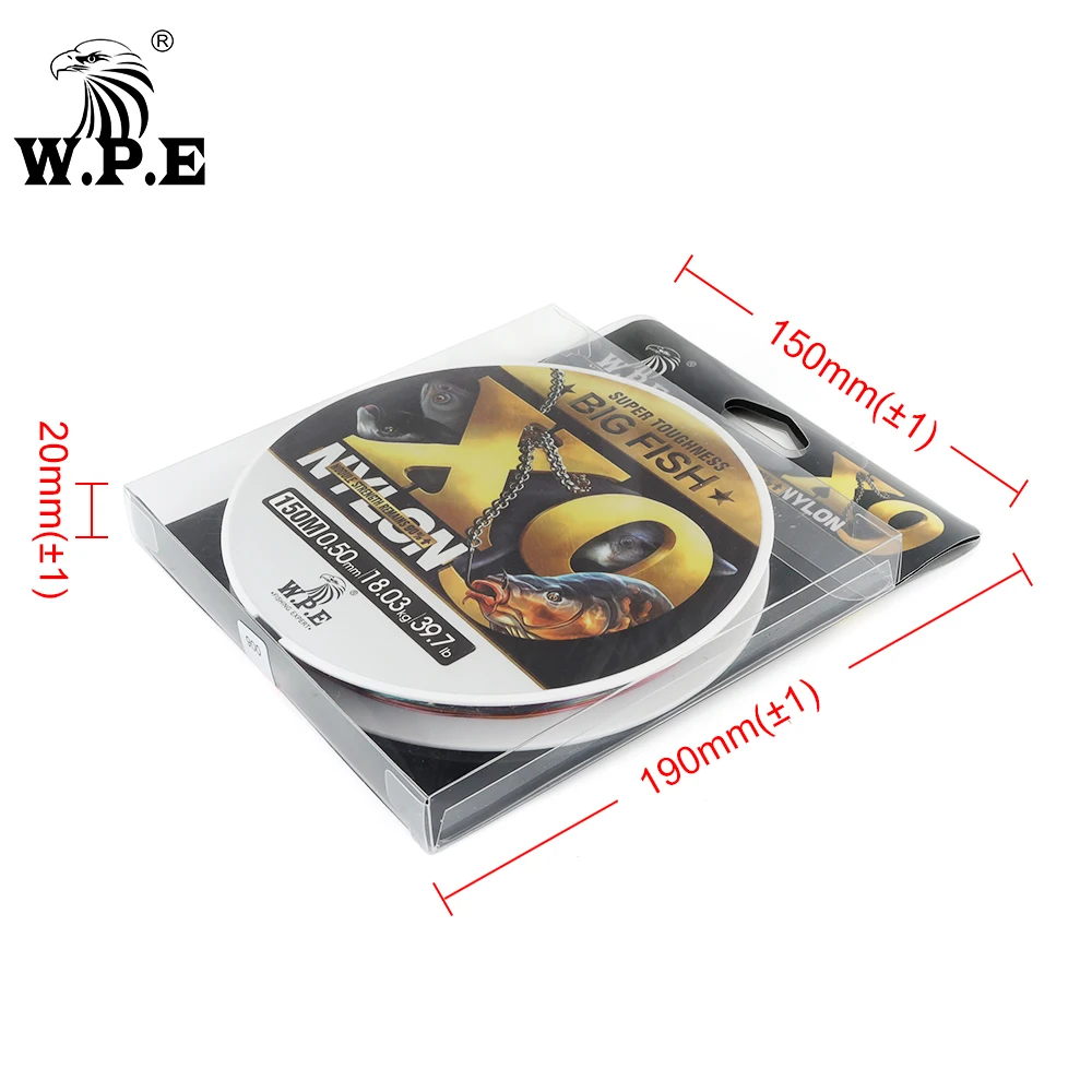 W.P.E X9 NYLON Fishing Line 150m/300m Cod Fish Big Fish Nylon Line 0.25mm-0.50mm 11.9lb-39.7lb Bass Carp Sinking Fishing Line
