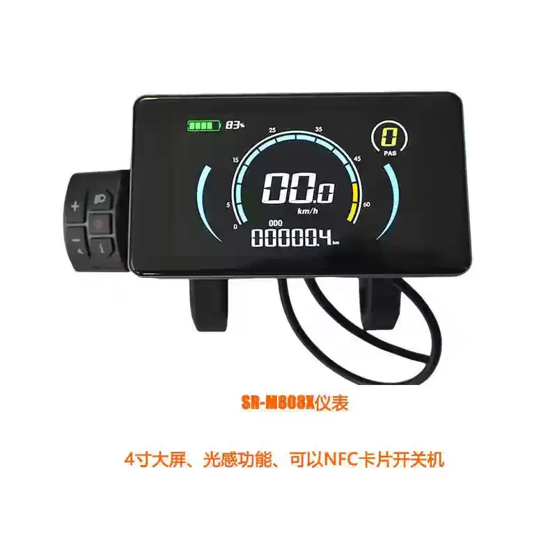 24V-72V Waterproof Connection Plug Ebike Intelligent Display Electric Bike Colorful 808 LCD Display Meter
