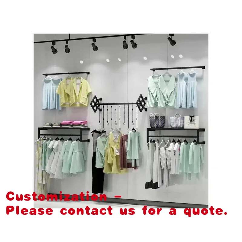 

Customize.Wall Mounted Black Metal Clothing Display Racks Garment Shelf and Stand Retail Shop Clothes Display
