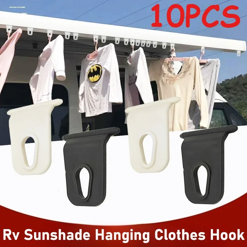 

10pcs White/Black Universal Awning Clothes Hook Racks for RV Camper Caravan Party Light Holder RV Awnning Hook Accessories Parts