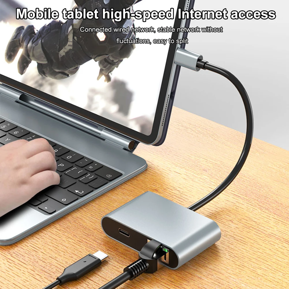 Adattatore da 1000 Mbps da tipo C a RJ45 Adattatore di rete per porta di ricarica PD tipo C da 60 W Adattatore LAN di rete da tipo C a RJ45 per PC portatile