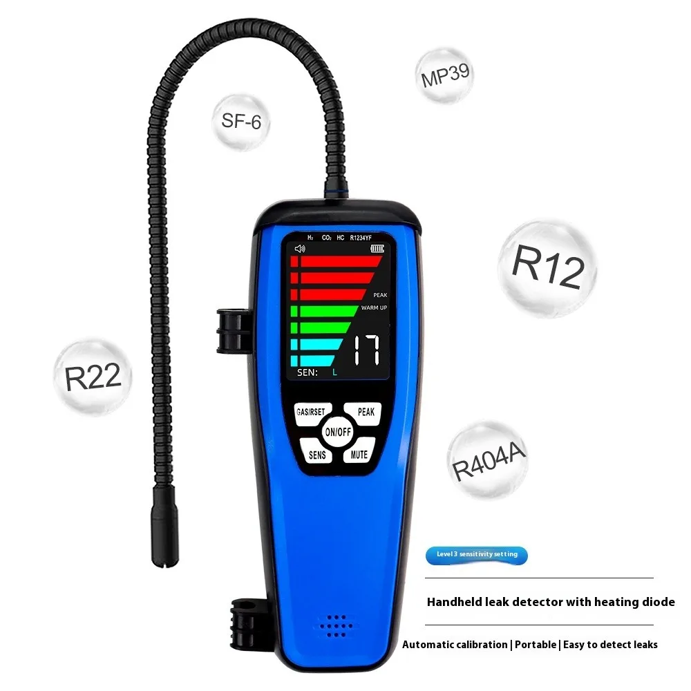 LD-200 كاشف تسرب المبردات المحمول محلل غاز الهالوجين لاختبار CFC/HFC/HCFC /r134a ، كاشف تسرب الميثان مع إنذار