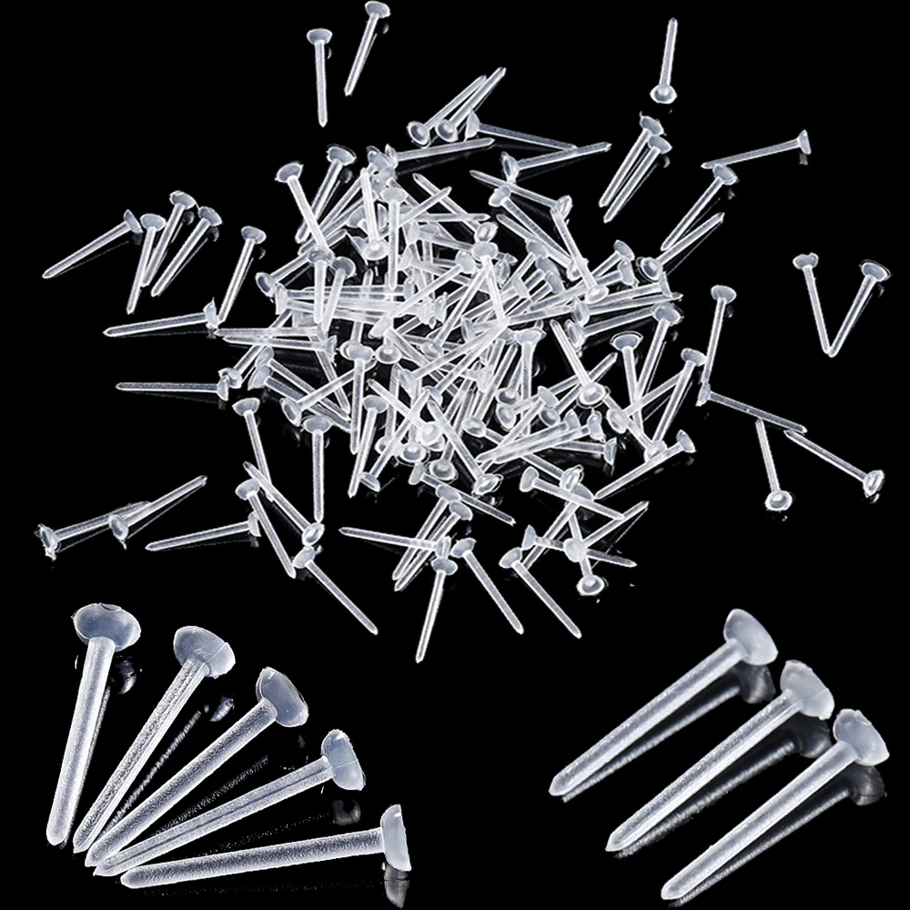 50/100/200Pcs/Lot Silicone Plastic Earrings Blank Pins Stud Tiny Head Findings DIY Earrings Backs Stoppers For Jewelry Making