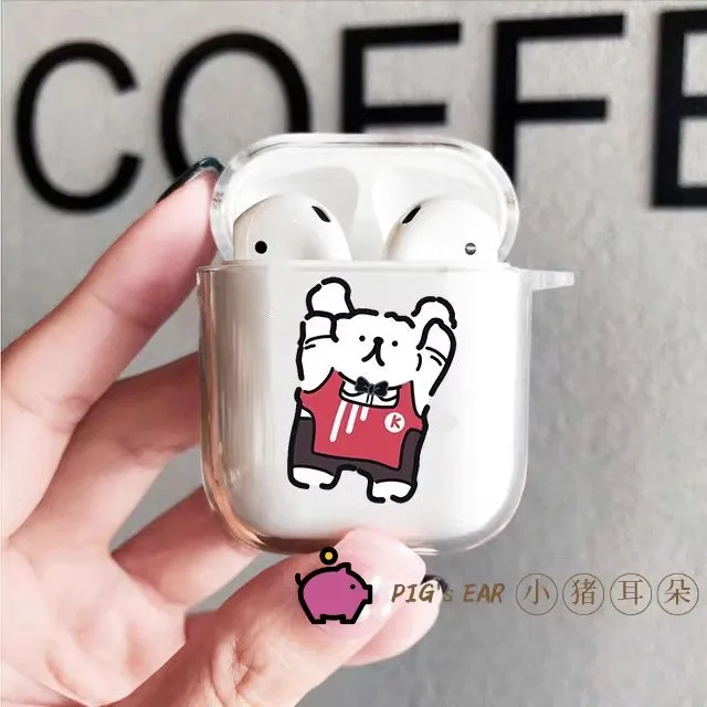 Cartoon Korean Dog Case For AirPods 2 1 3 Pro2 Case Cover Coque headphones Transparent Soft TPU Soft Silicone Protective Cover