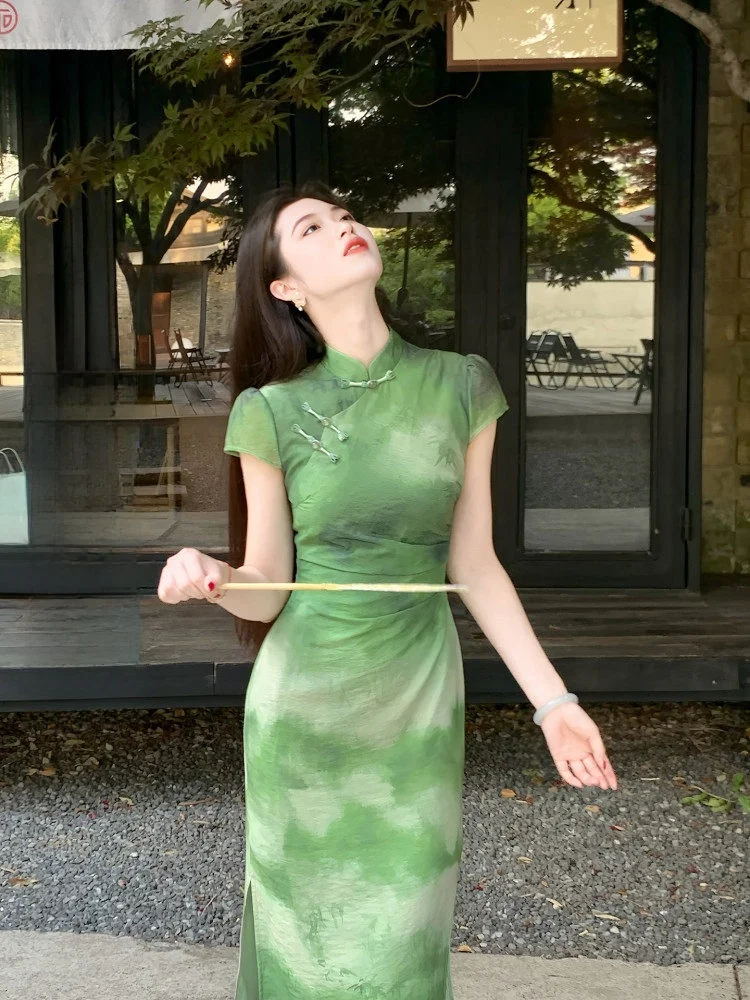 

Lingan Zhihe Qingwei, новый китайский Sle, модифицированный Qipao Dr, женский длинный воротник-стойка, осенний сезонный модный