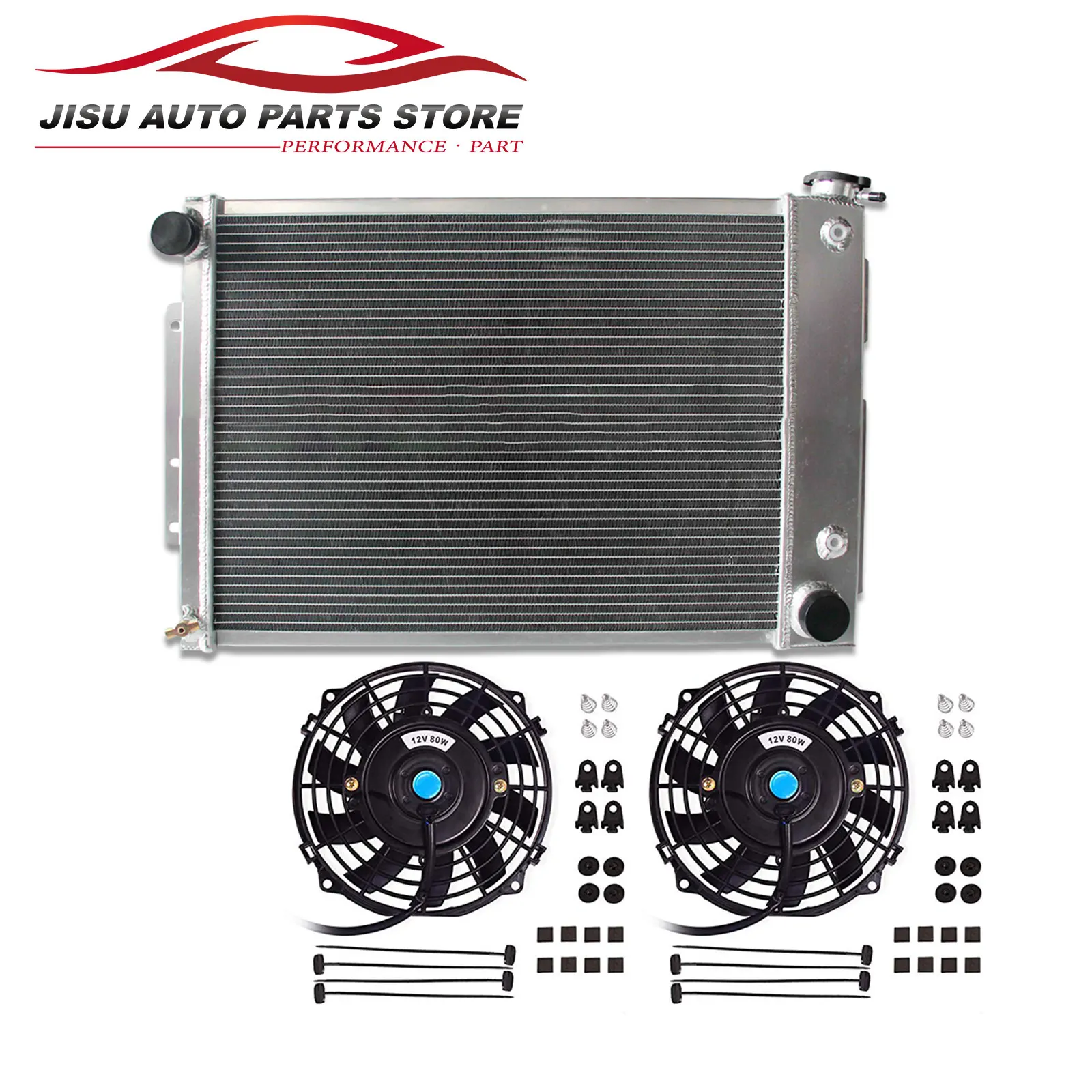 Aluminum Radiator + Fans for 1967-1969 Pontiac Firebird Chevrolet Camaro 5.4L V8 4.1L L6 AT MT 337 1967 1968 1969