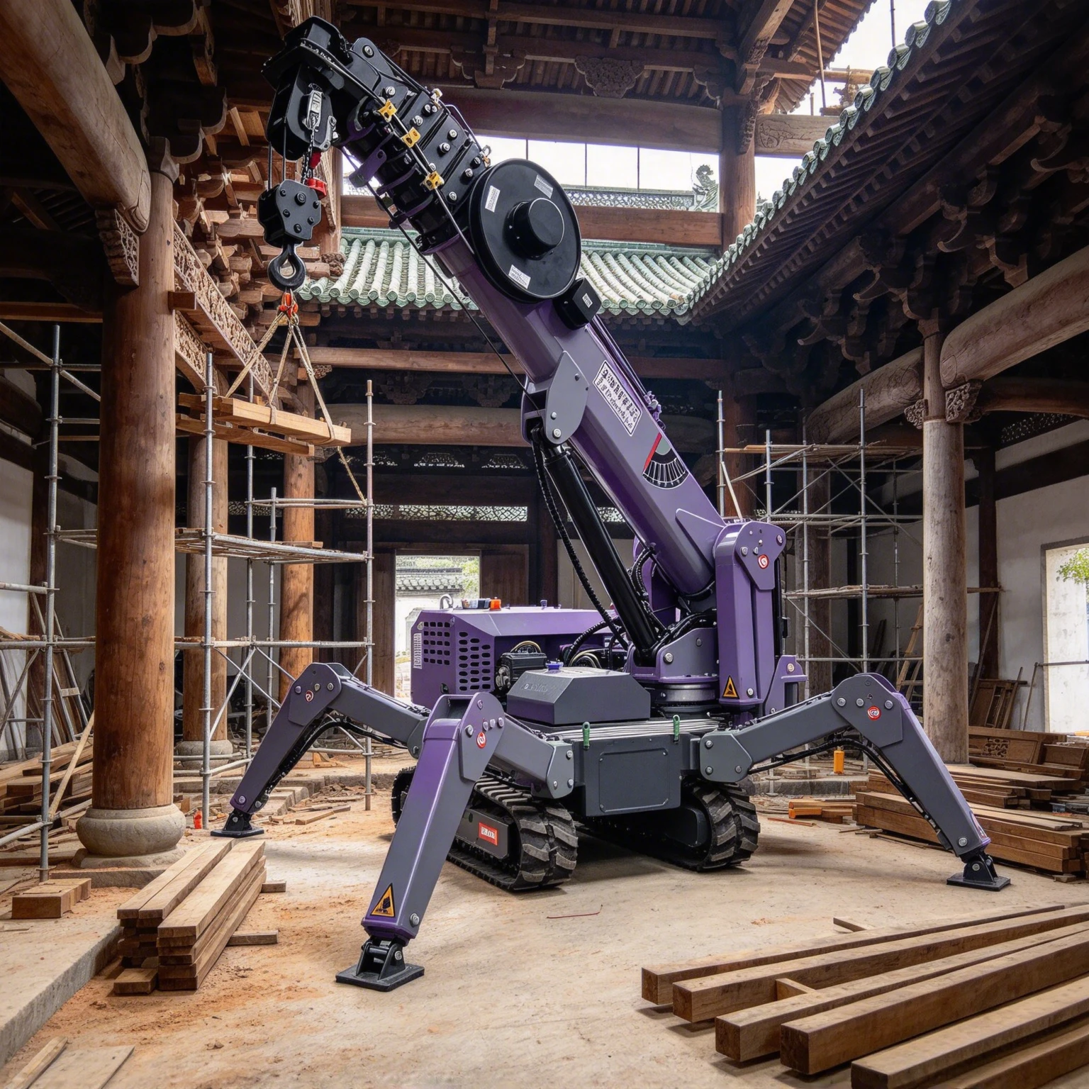 Wholesale Narrow Space Lifting Spider Crane Hydraulic 360 Rotation Rubber Track Mini Crawler Crane Industrial Hoist