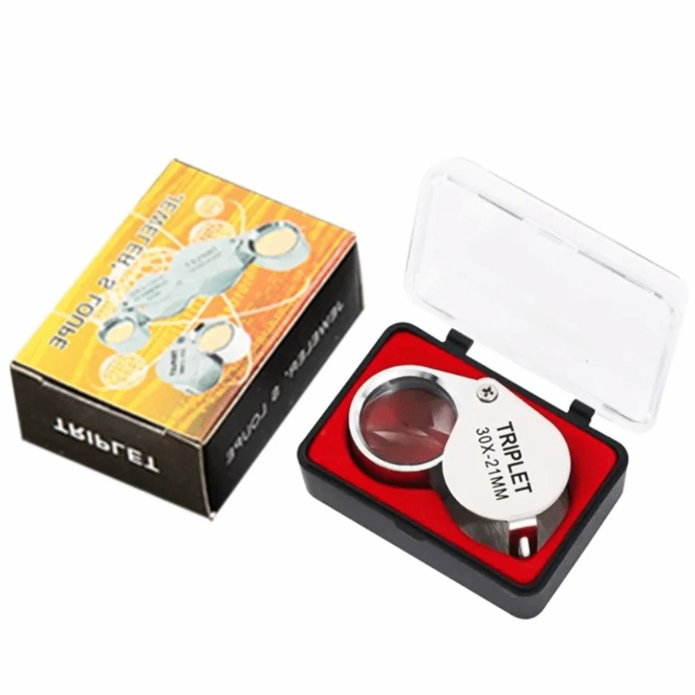 10x 20x 30x 21mm High Magnification Jewelry Magnifying Glass Alloy Glass Lens Pocket Loupe Portable Lightweight view 5