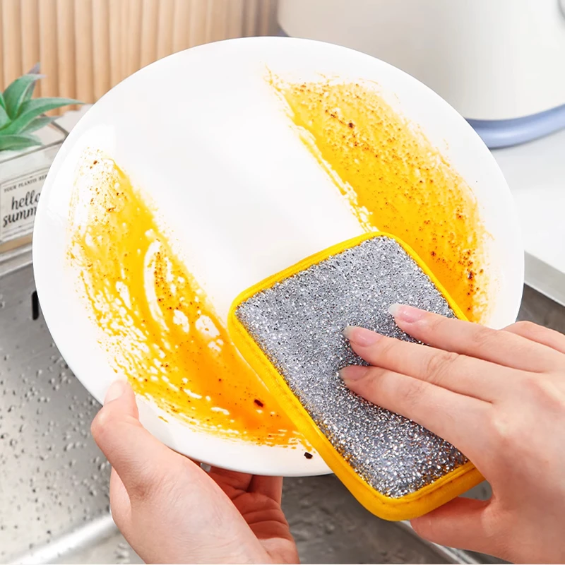 Newest Dishwashing Sponge Reusable Washable Sponges Double Side Magic Sponge Wash Dishes Useful Things for Kitchen Clean Tools