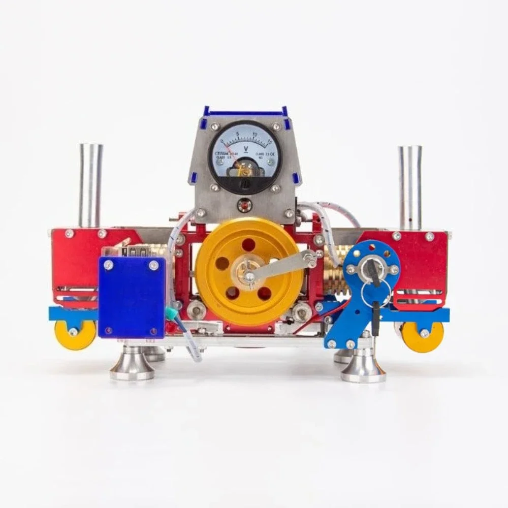 NF Air Breathing Vacuum Stirling Engine Model Horizontally Opposed Twin Cylinder Generator Model with Voltmeter Finished Product