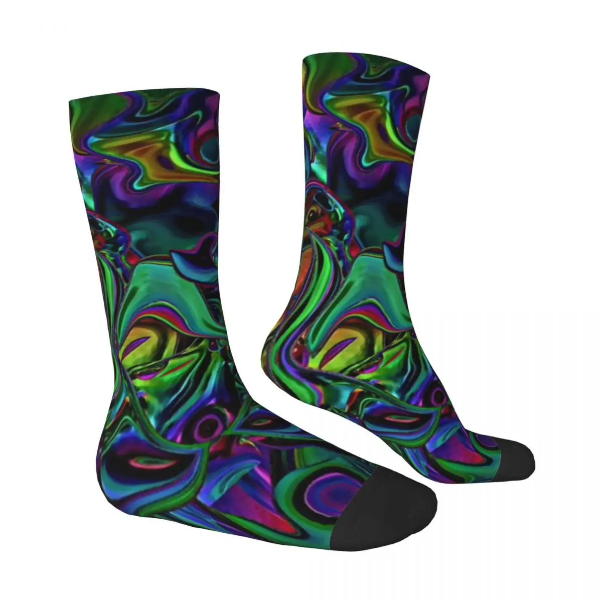 Colorful Liquid Stockings Couple Abstract Marble Design Socks Soft Breathable Gothic Socks Winter Running Sports Anti Slip Socks