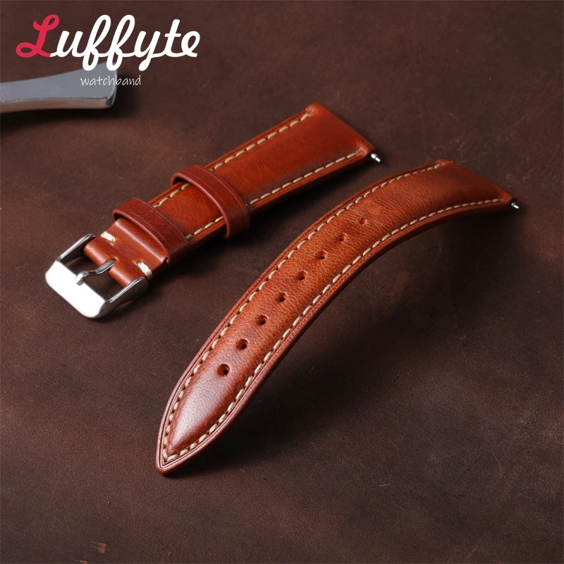 Oil Wax Skin Watch Band Quick Release Genuine Leather Watch Strap 18/19/20/21/22mm Comfortable Wrist Belt Watch Accessories