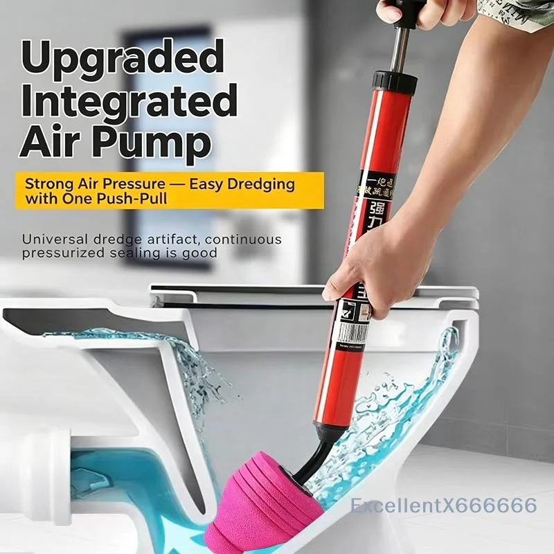 Damage-free High Pressure Toilet Plunger Silicone Fast Unclog Tool for All Types Bathroom Toilet Pipes