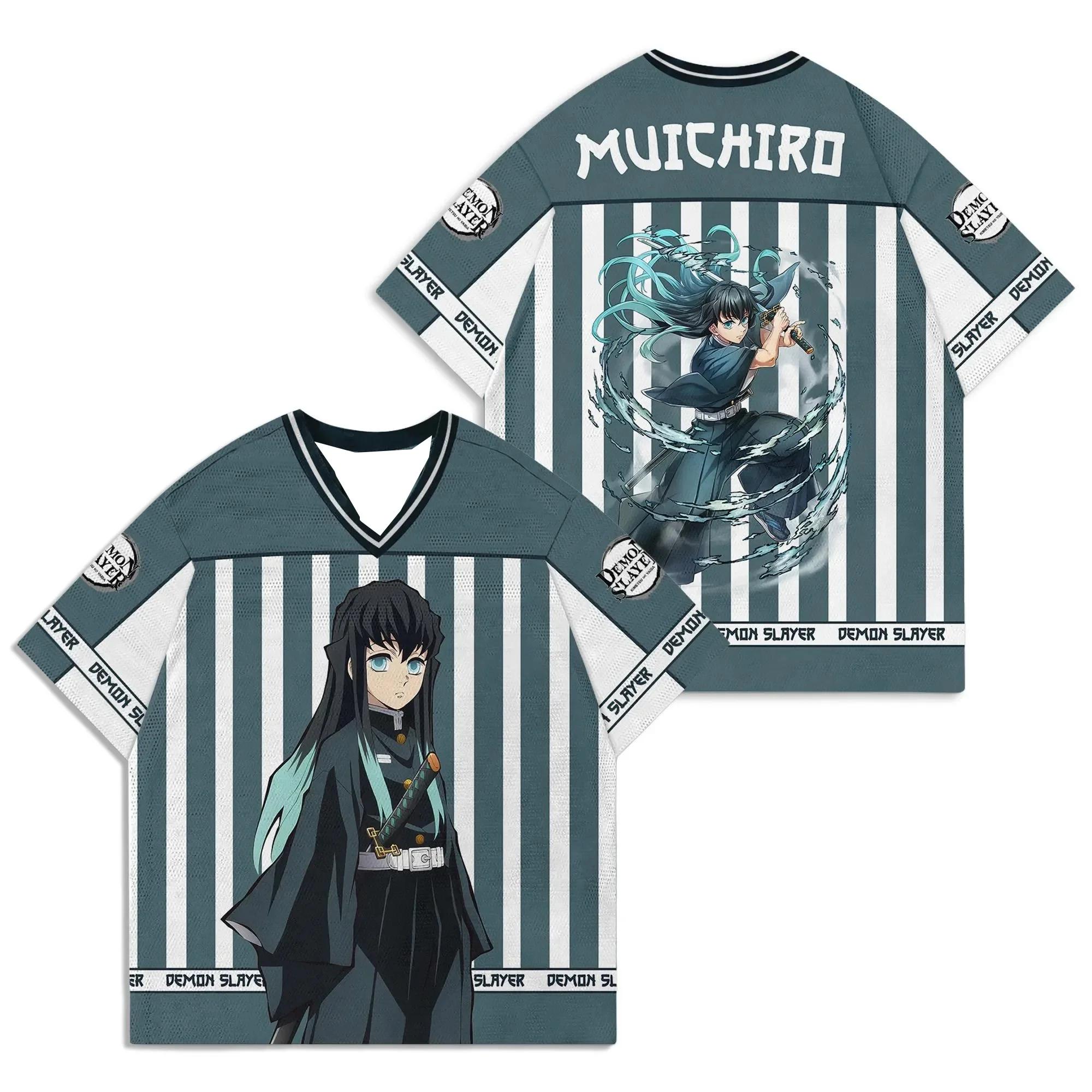 Demon Slayer Muichiro Tokito Mist Hashira Print Jersey, Quick Dry Moisture Wicking Fabric, Athletic Streetwear For Adults Teens