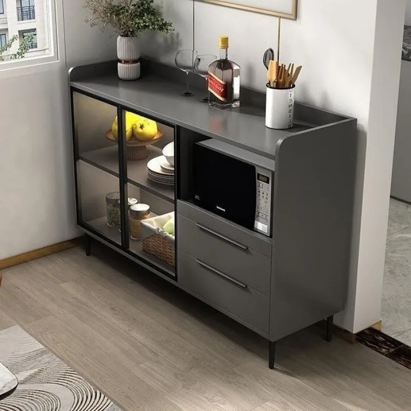 Gabinete lateral de comedor de lujo ligero para apartamento pequeño, armario sencillo y estrecho para cocina, horno microondas