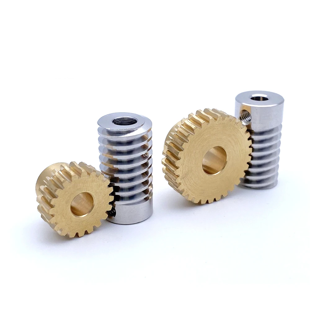 0.8M Precision Turbine Worm Gear Set 1:20/30/40/50/60 Teeth Stainless Steel Worm Copper Gear Accessories