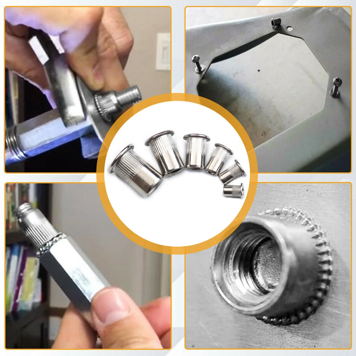 10/20/50pcs Stainless Steel Rivet Nut M3 M4 M5 M6 M8 M10 Flat Head Round Body Knurled Rivnut Cap Threaded Riveted Nuts