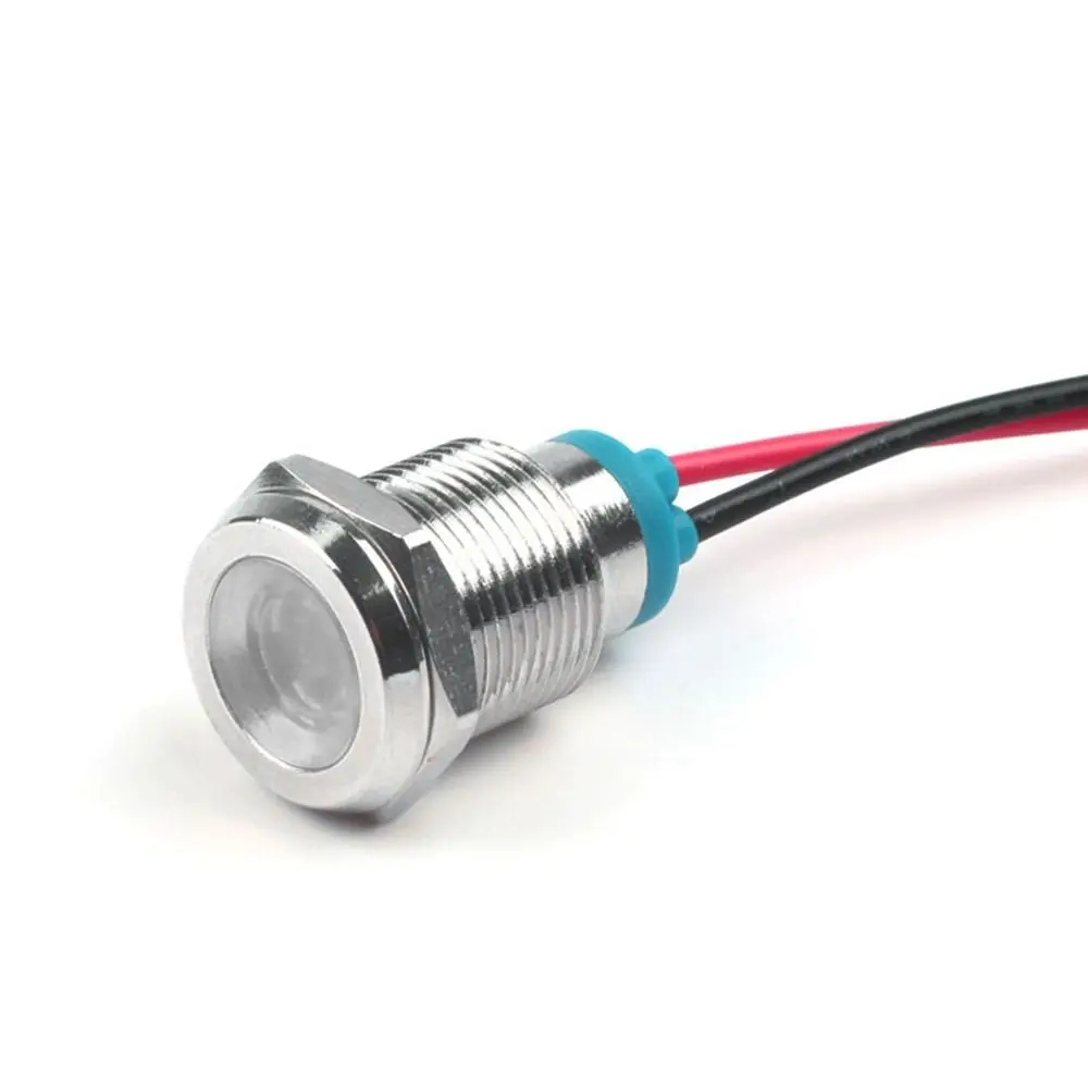 Useful 6V 12V 220V Red White Signal Lamp Panel Mount LED Indicator Pilot Light Pilot Wires Switch
