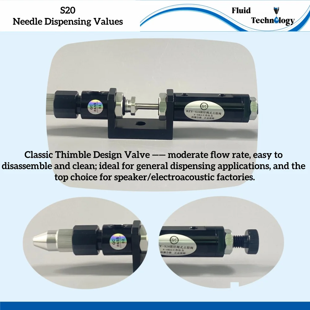 Top Needle Dispensing Valve for Precision Adhesive Manufacturing Fine Tuned Precision Valve-New Condition with 1 Year Warranty