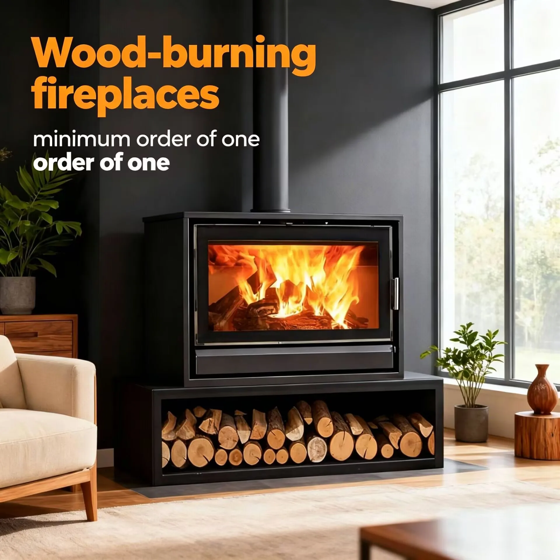 Wood Burning Fireplace Wood Stove Log Burner Modern Steel Fireplace for Indoor Living Room Villa Hotel Winter Home Heating Stove