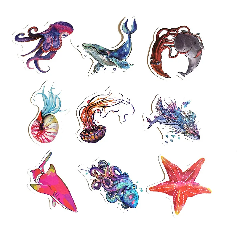 10/30/50pcs Blue Sea Creatures Stickers Waterproof Skateboard Motorcycle Guitar Luggage Laptop Bicycle Sticker Kids Toys