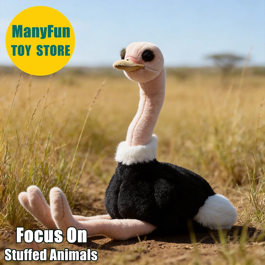 Ostrich Plush Toy Realistic African Ostrich Stuffed Animal Lifelike Struthio Camelus Plushie Desert Animal Simulation Doll Gifts