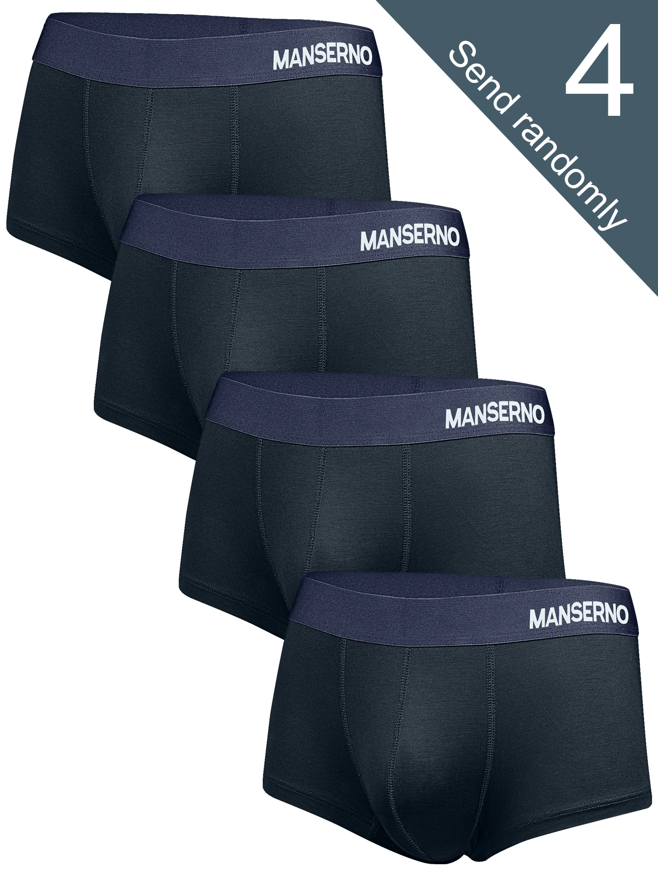 [Men's Boxer Briefs] 4-Pack Men's Black Breathable Casual Boxer Briefs Premium Men's Bamboo Fiber Fabric Soft and Close-Fitting Comfortable and Stretchy Simple and Stylish All-Season Men's Underwear